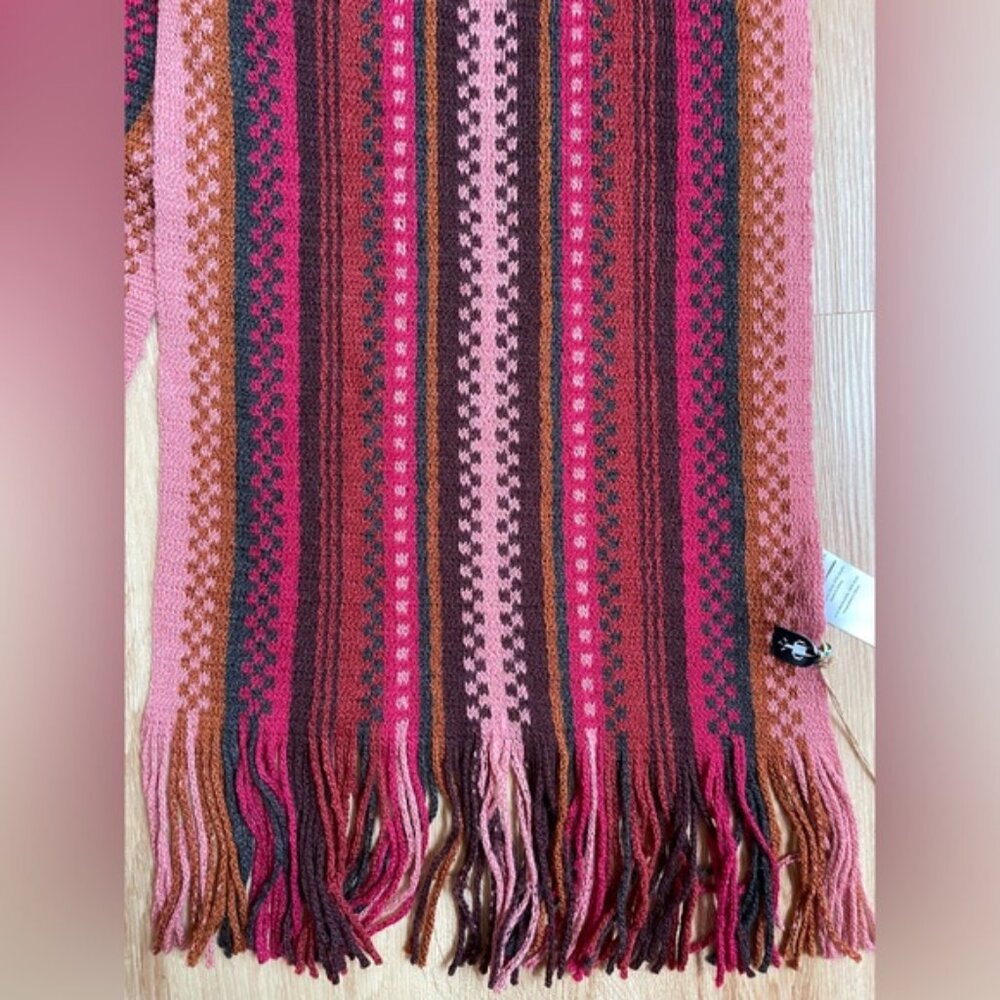 New Nwt Smartwool Striped Wool Scarf Fringe Meado… - image 3